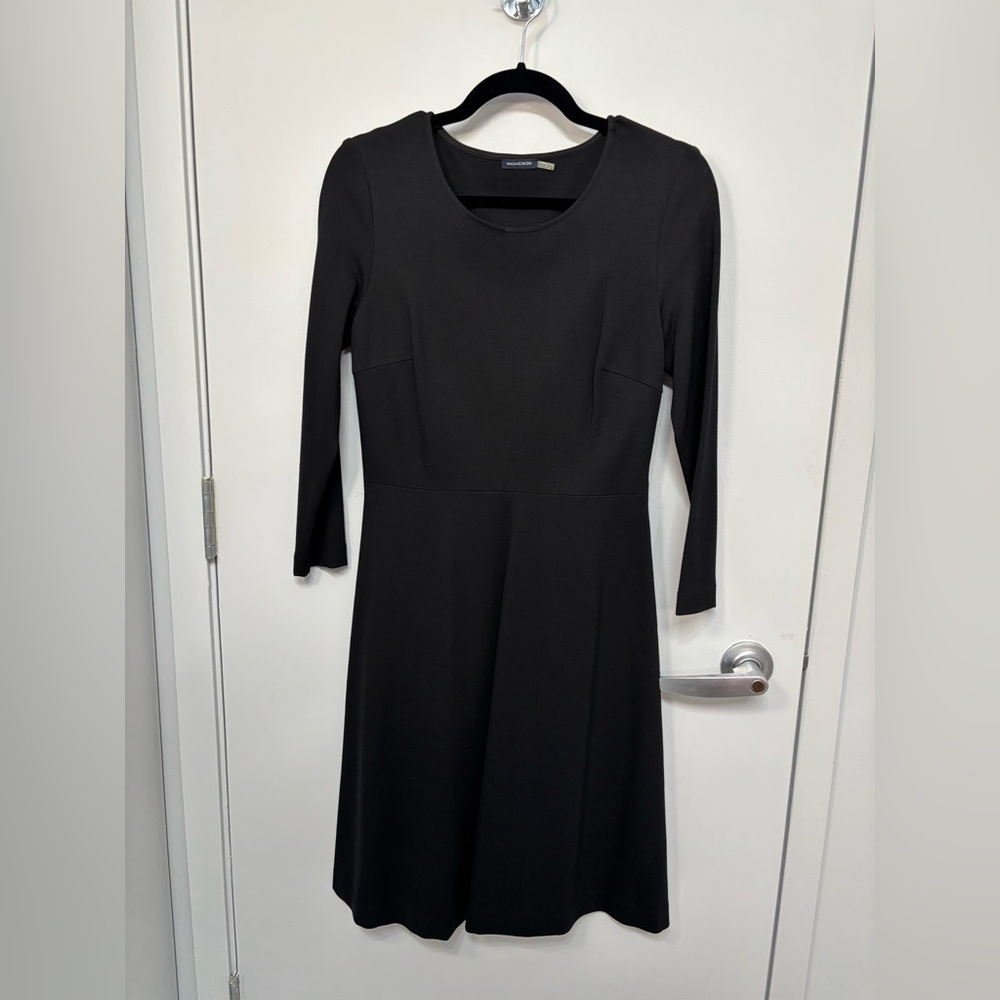 Magaschoni Black Long-Sleeve A-Line Dress